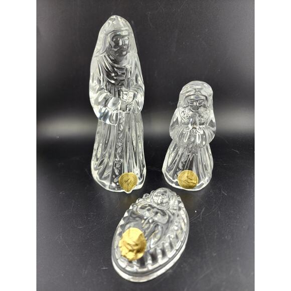 Princess House 24% Lead Crystal 3 Pc Nativity Set Mary Joseph Baby Jesus 887 - Picture 1 of 9